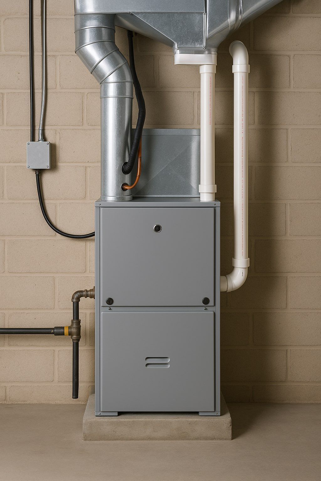New gas furnace with sealed ductwork