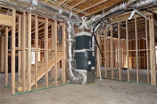 Ductwork and air handler in new construction